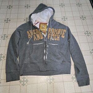 VTG Abercrombie & Fitch Mens Distressed Hoodie Sweatshirt L Thermal Lined‎ Y2K